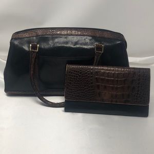 Brahmin Croc Embossed purse & matching wallet set